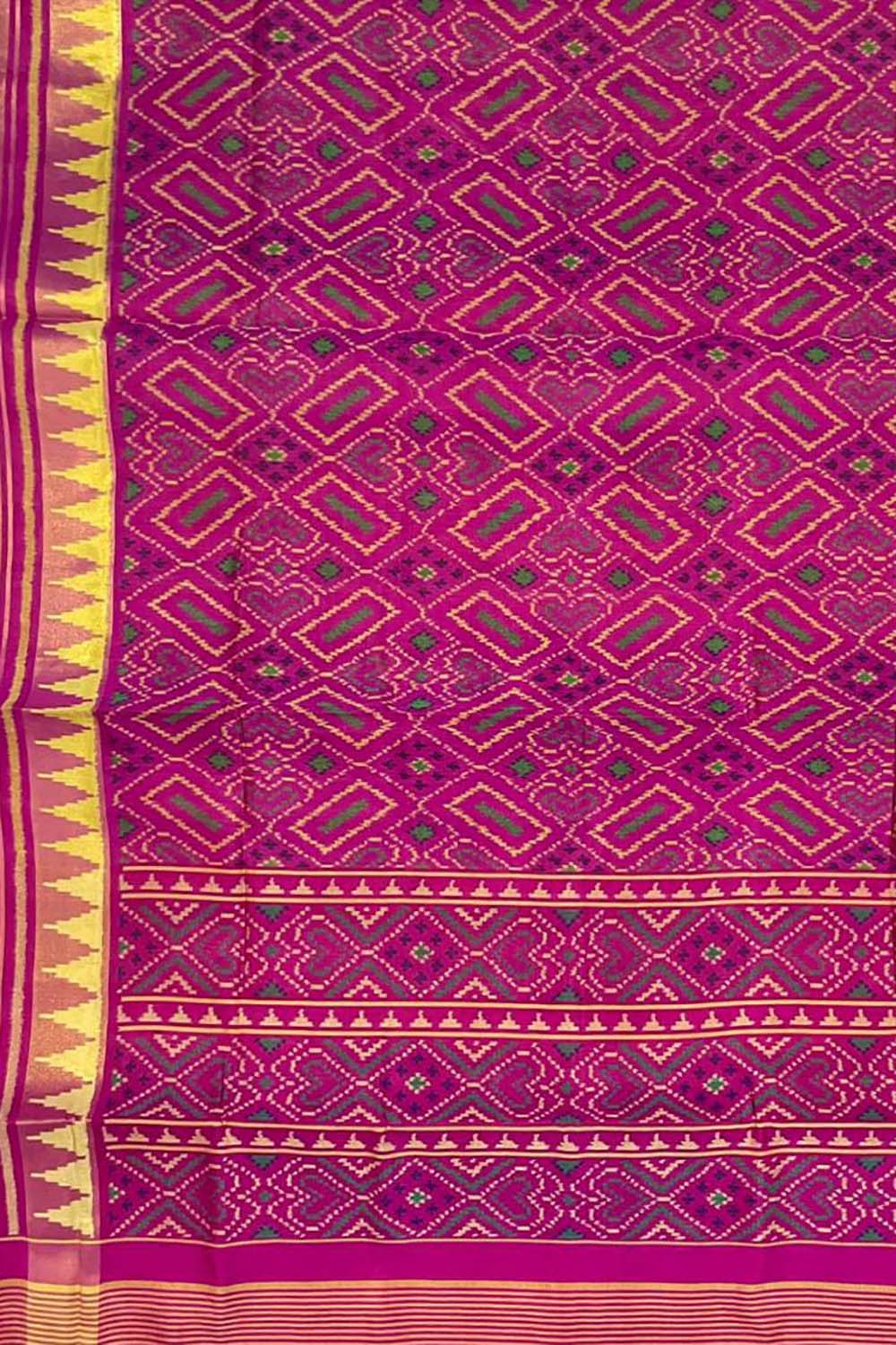 Pure Silk Pink Handloom Patola Single Ikat Saree - Traditional Elegance - Luxurion World