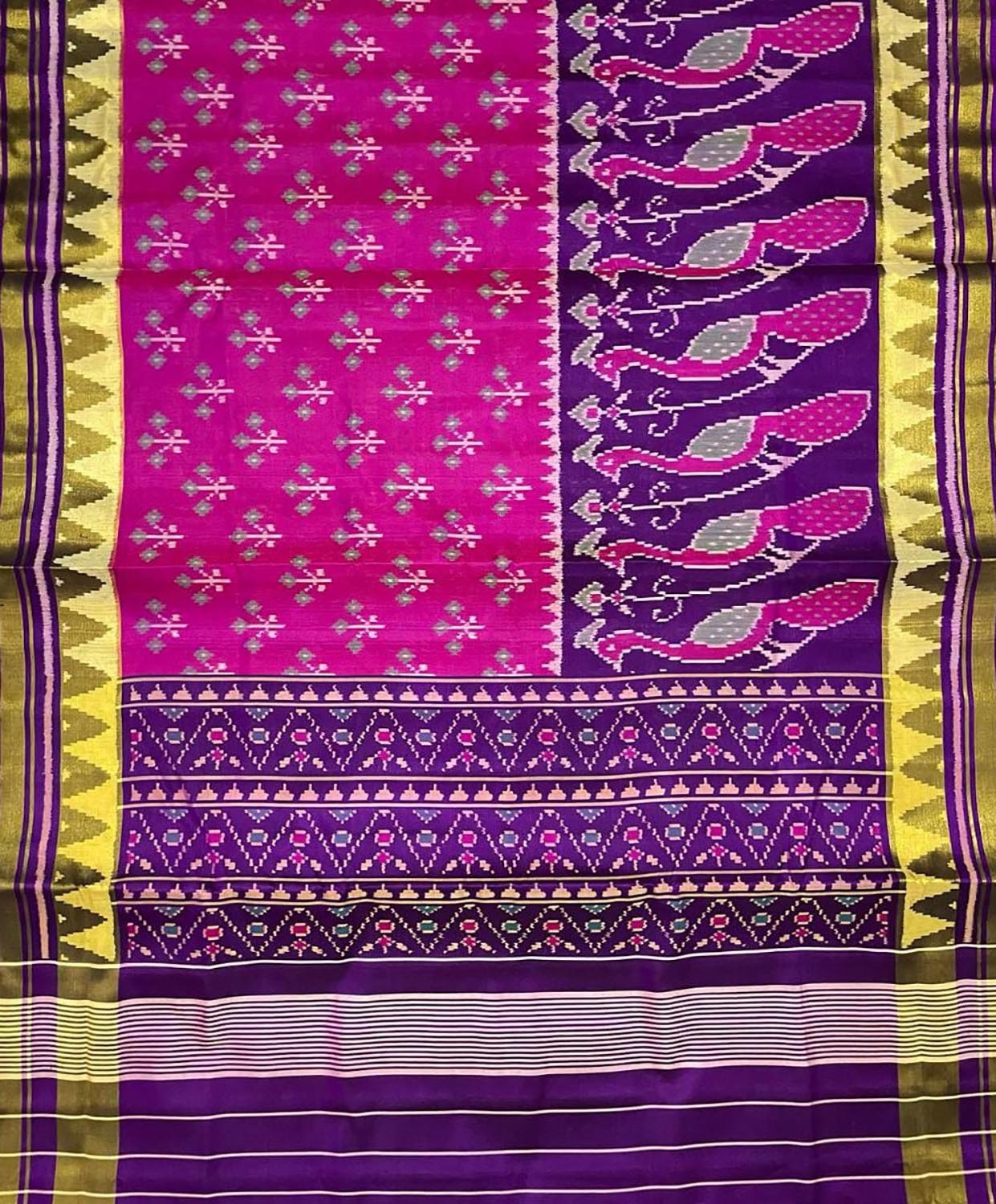 Stunning Multicolor Handloom Patola Ikat Silk Saree - Luxurion World