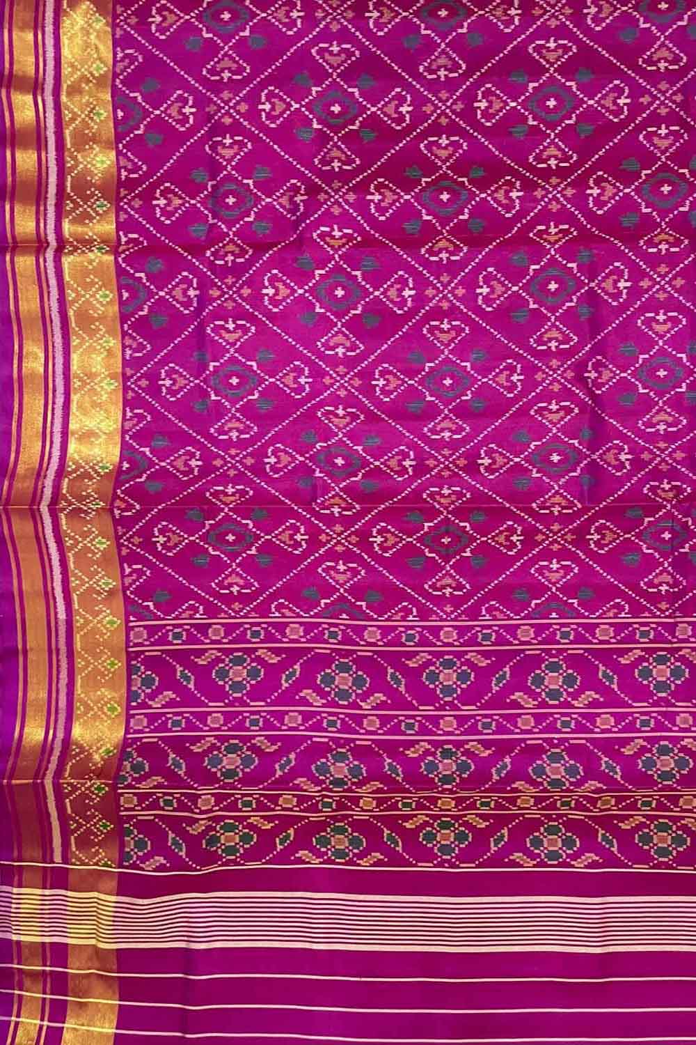 Pink Single Ikat Patola Handloom Pure Silk Saree