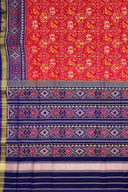 Red Single Ikat Patola Handloom Pure Silk Saree - Luxurion World