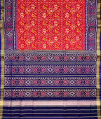 Red Single Ikat Patola Handloom Pure Silk Saree - Luxurion World