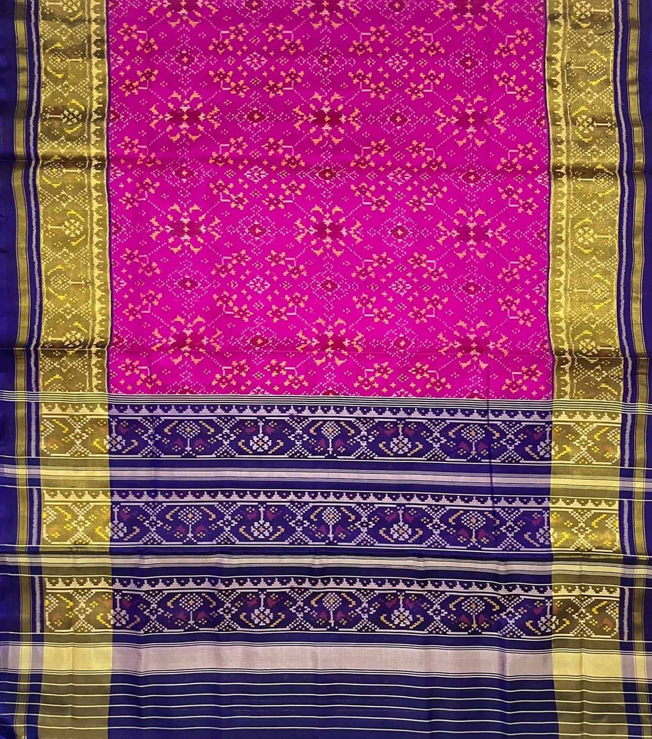 Pink Single Ikat Patola Handloom Pure Silk Saree - Luxurion World