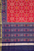 Red Single Ikat Patola Handloom Pure Silk Saree - Luxurion World