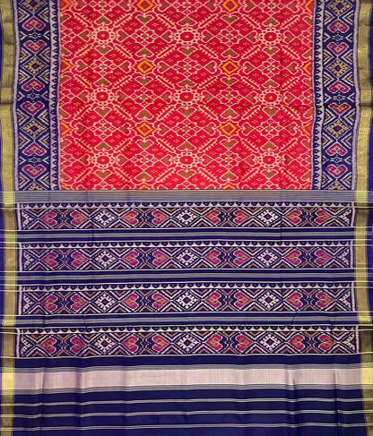 Red Single Ikat Patola Handloom Pure Silk Saree