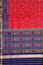 Red Single Ikat Patola Handloom Pure Silk Saree - Luxurion World