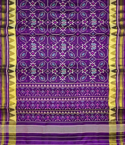 Purple Single Ikat Patola Handloom Pure Silk Saree - Luxurion World