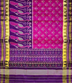 Pink And Purple Single Ikat Patola Handloom Pure Silk Saree - Luxurion World