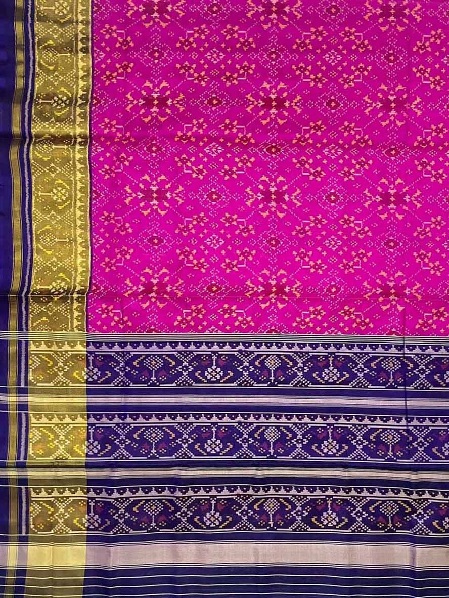 Pink Handloom Patola Pure Silk Single Ikat Saree