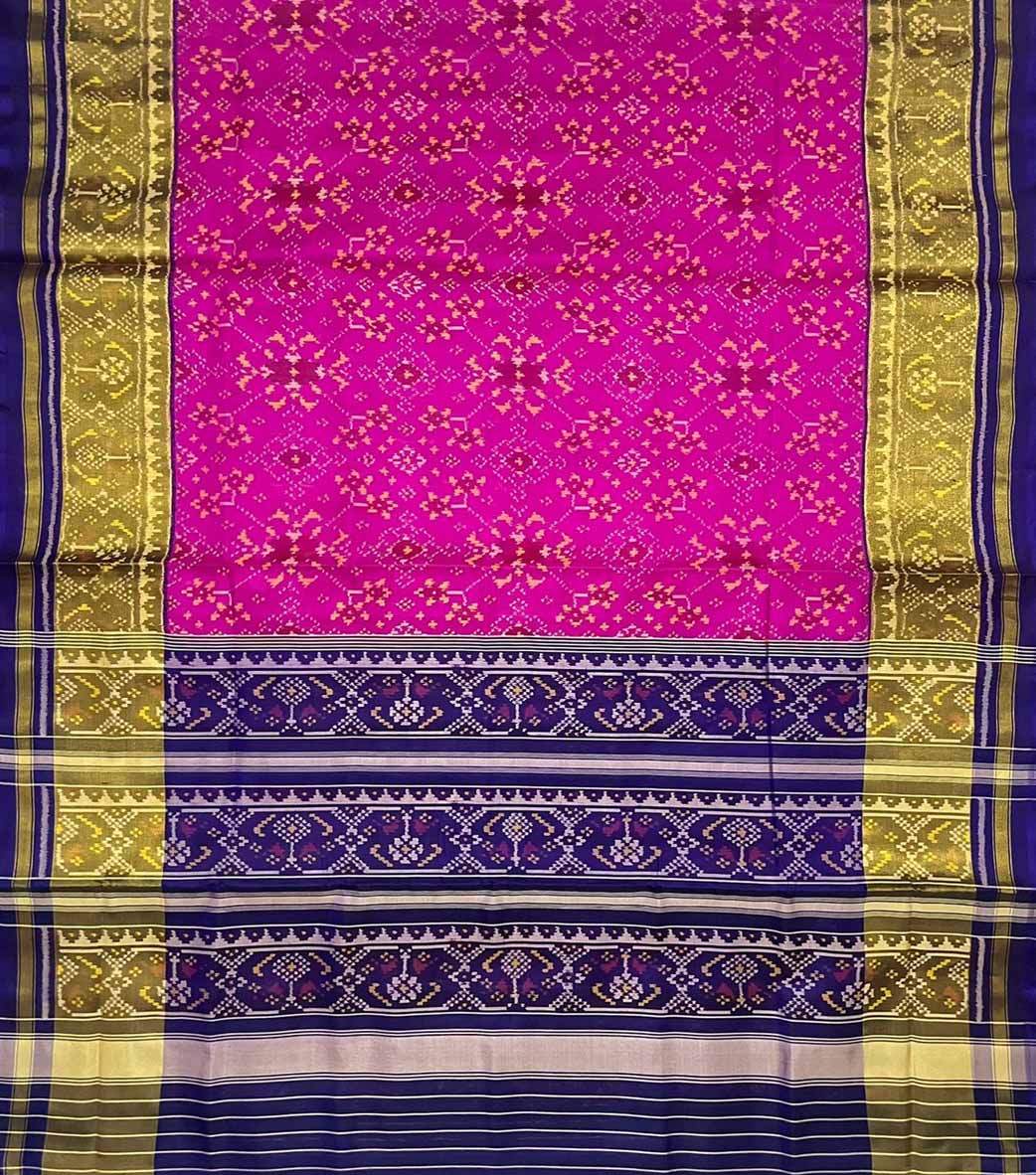 Pink Handloom Patola Pure Silk Single Ikat Saree - Luxurion World