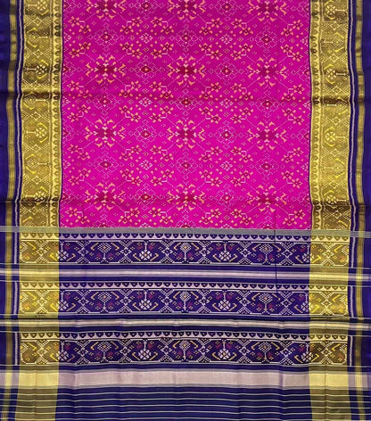 Pink Handloom Patola Pure Silk Single Ikat Saree