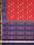 Red Handloom Patola Pure Silk Single Ikat Saree - Luxurion World