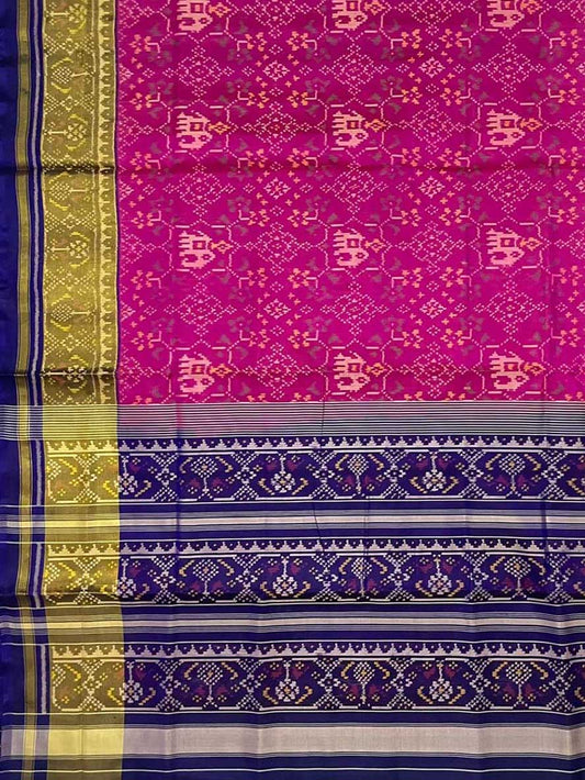 Pink Handloom Patola Pure Silk Single Ikat Saree - Luxurion World