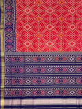 Red Handloom Patola Pure Silk Single Ikat Saree - Luxurion World