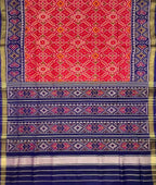 Red Handloom Patola Pure Silk Single Ikat Saree - Luxurion World