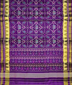 Purple Handloom Patola Pure Silk Single Ikat Saree - Luxurion World