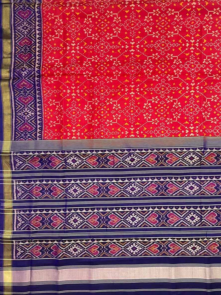 Red Handloom Patola Pure Silk Single Ikat Saree - Luxurion World