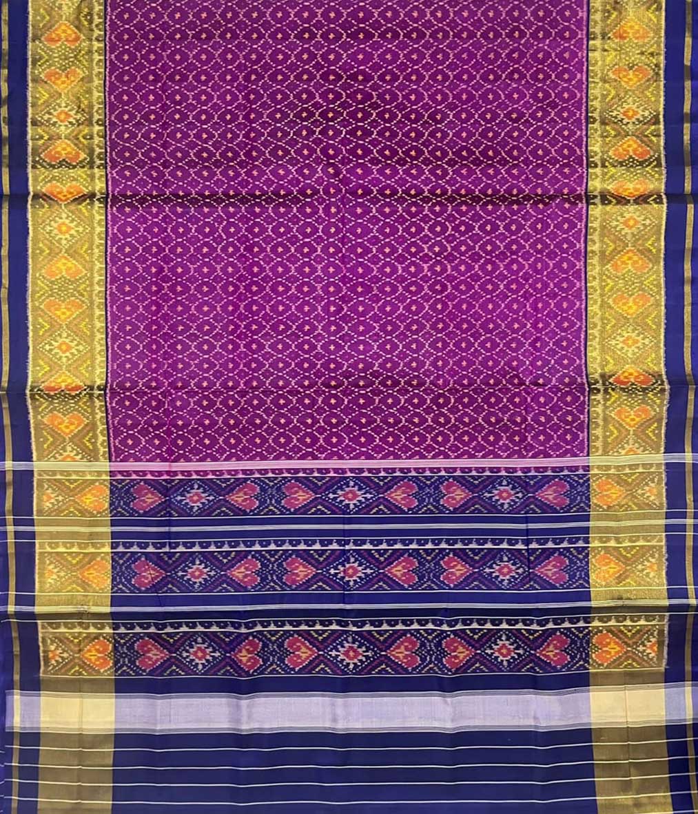 Purple Handloom Patola Pure Silk Single Ikat Saree - Luxurion World
