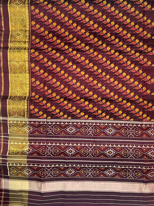 Maroon Handloom Patola Pure Silk Single Ikat Saree - Luxurion World