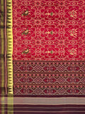 Red Handloom Patola Pure Silk Single Ikat Saree - Luxurion World