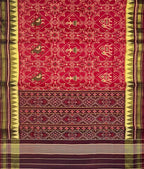 Red Handloom Patola Pure Silk Single Ikat Saree - Luxurion World