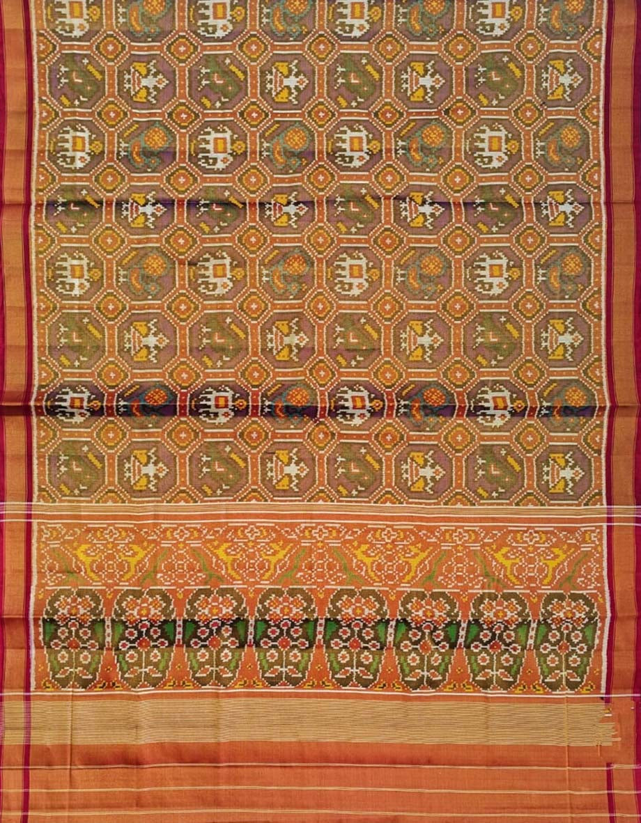 Multicolor Patola Handloom Pure Tissue Silk Saree - Luxurion World