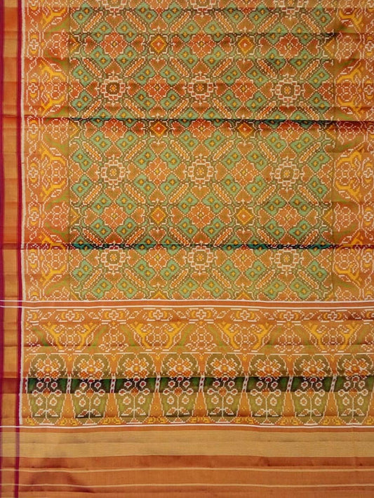 Green Patola Handloom Pure Tissue Silk Saree - Luxurion World