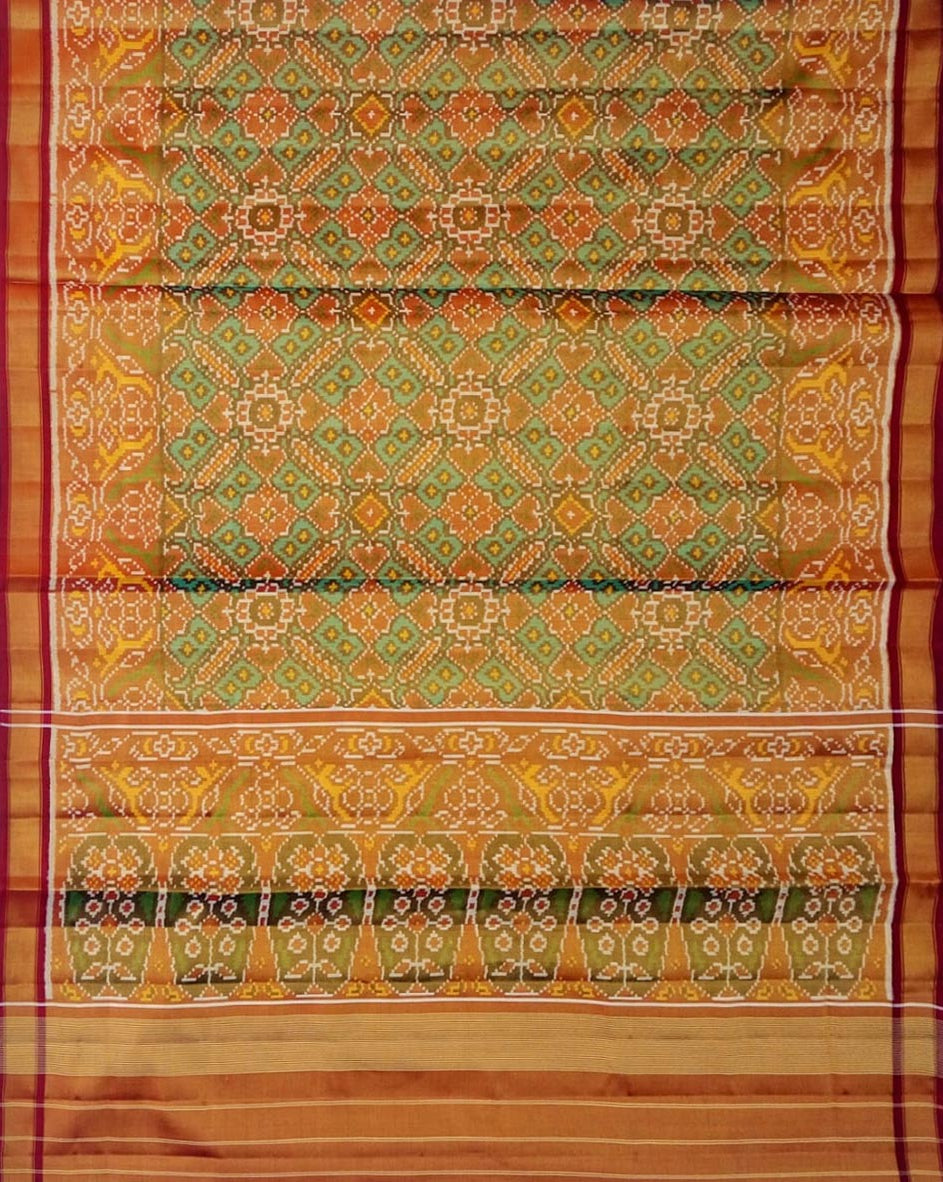 Green Patola Handloom Pure Tissue Silk Saree - Luxurion World