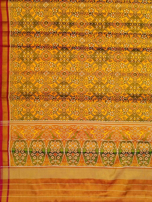 Yellow Patola Handloom Pure Tissue Silk Saree