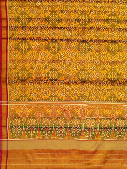 Yellow Patola Handloom Pure Tissue Silk Saree - Luxurion World