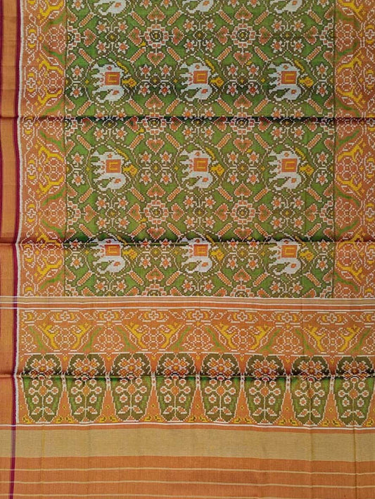 Green Patola Handloom Pure Tissue Silk Saree - Luxurion World