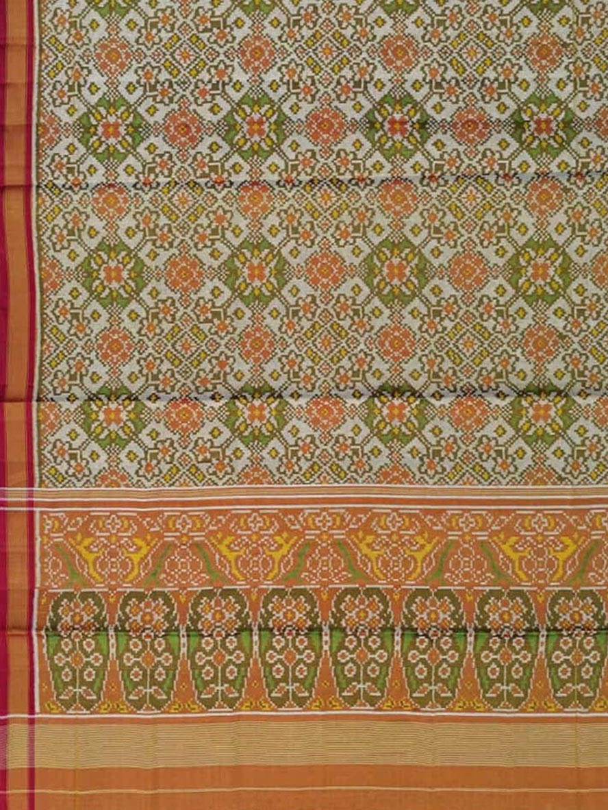 Off White Patola Handloom Pure Tissue Silk Saree - Luxurion World