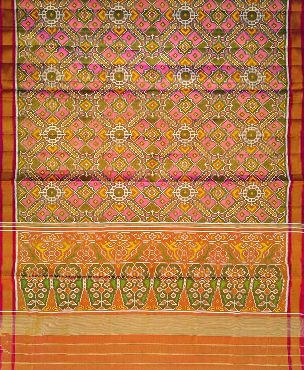 Pink Patola Handloom Pure Tissue Silk Saree - Luxurion World