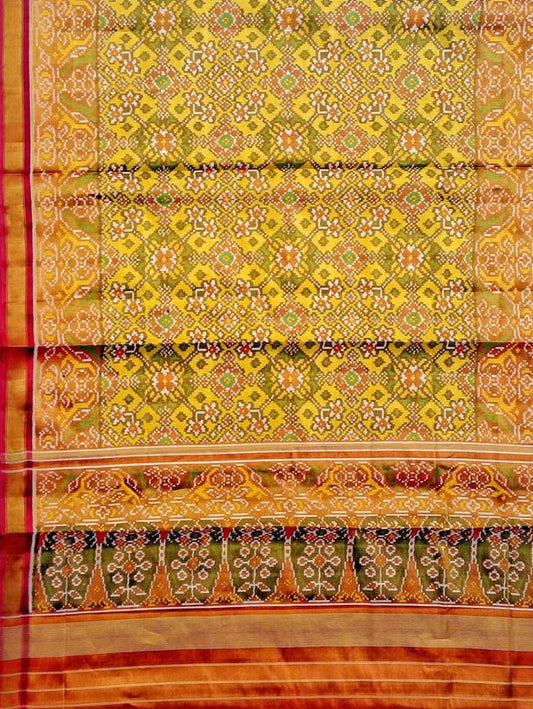 Yellow Patola Handloom Pure Tissue Silk Saree - Luxurion World