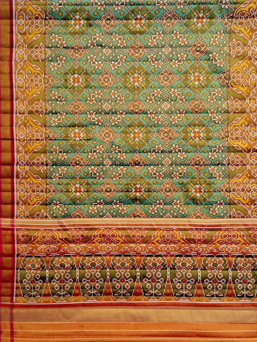 Green Patola Handloom Pure Tissue Silk Saree - Luxurion World