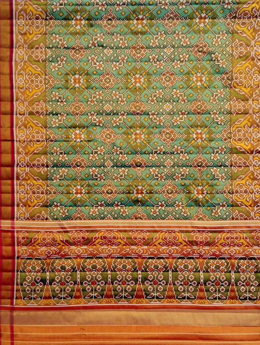 Green Patola Handloom Pure Tissue Silk Saree - Luxurion World