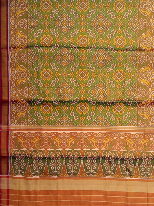 Green Patola Handloom Pure Tissue Silk Saree - Luxurion World