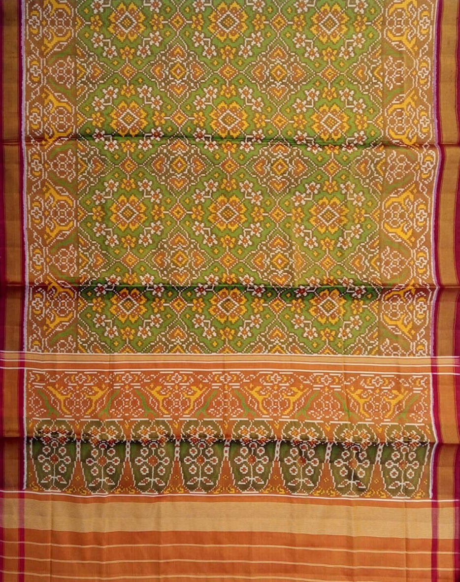 Green Patola Handloom Pure Tissue Silk Saree - Luxurion World