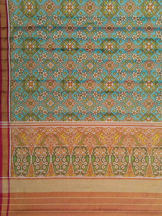 Blue Patola Handloom Pure Tissue Silk Saree - Luxurion World