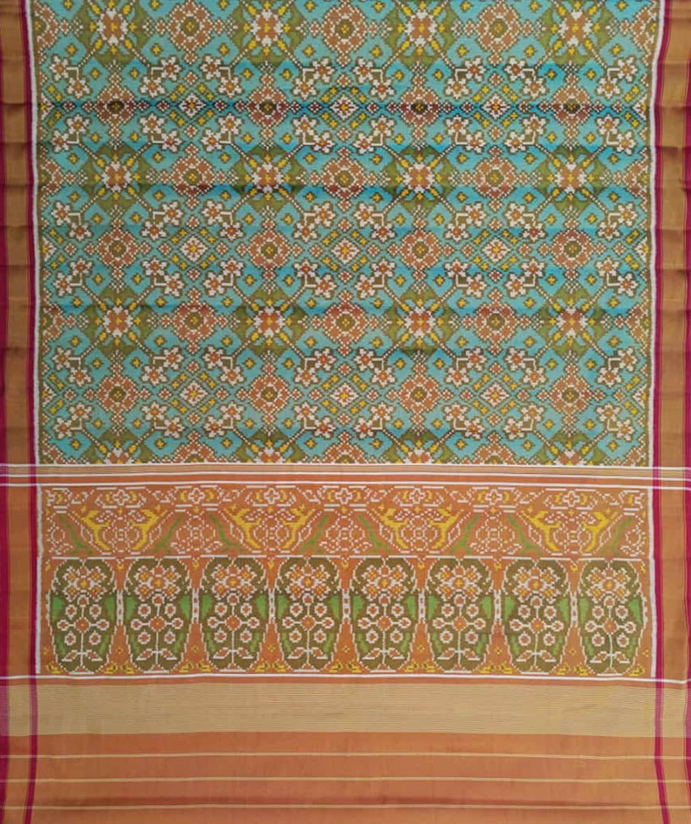 Blue Patola Handloom Pure Tissue Silk Saree - Luxurion World