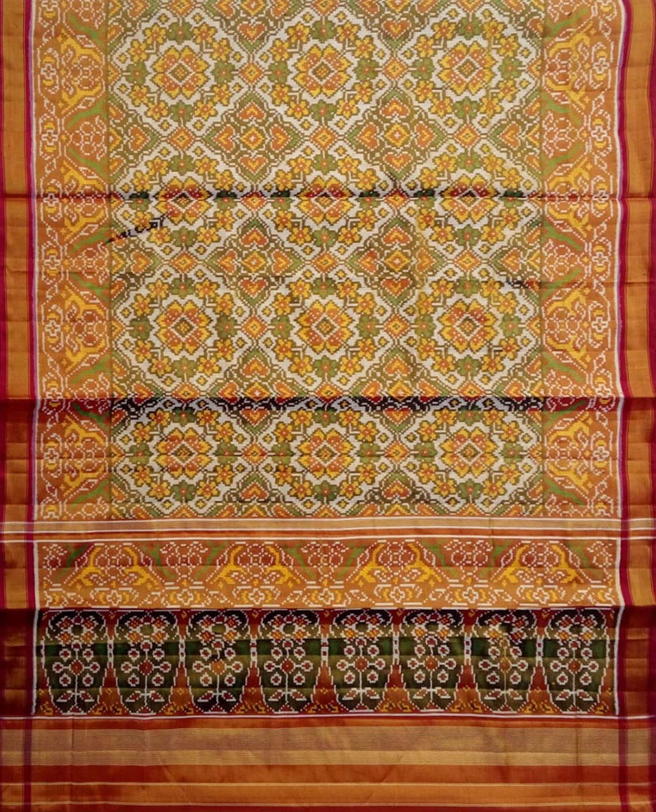 Multicolor Patola Handloom Pure Tissue Silk Saree