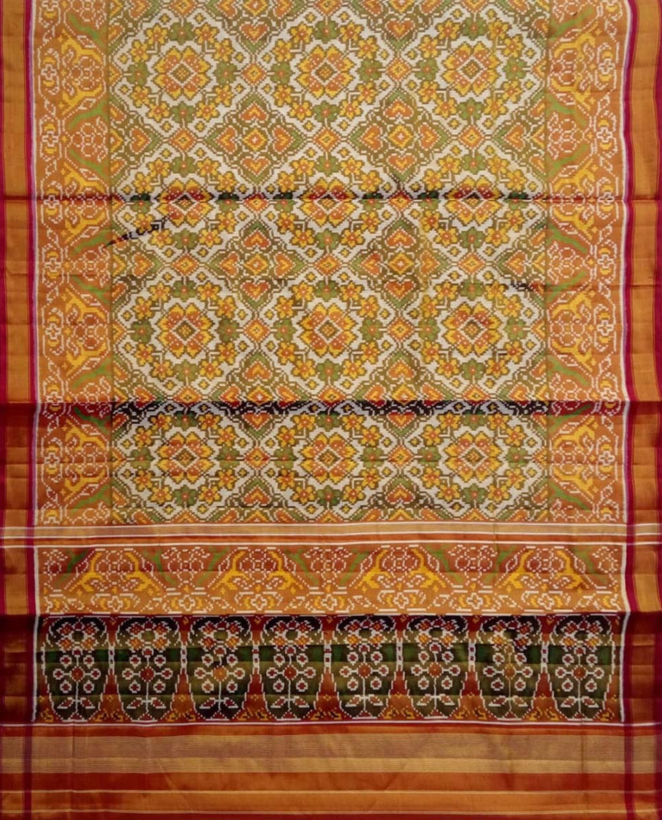 Multicolor Patola Handloom Pure Tissue Silk Saree - Luxurion World