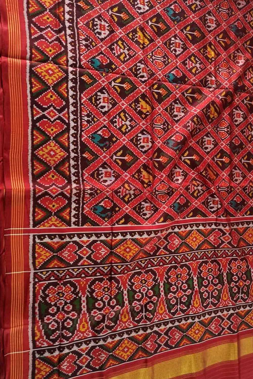 Multicolor Semi Patan Patola Handloom Pure Silk Saree - Luxurion World