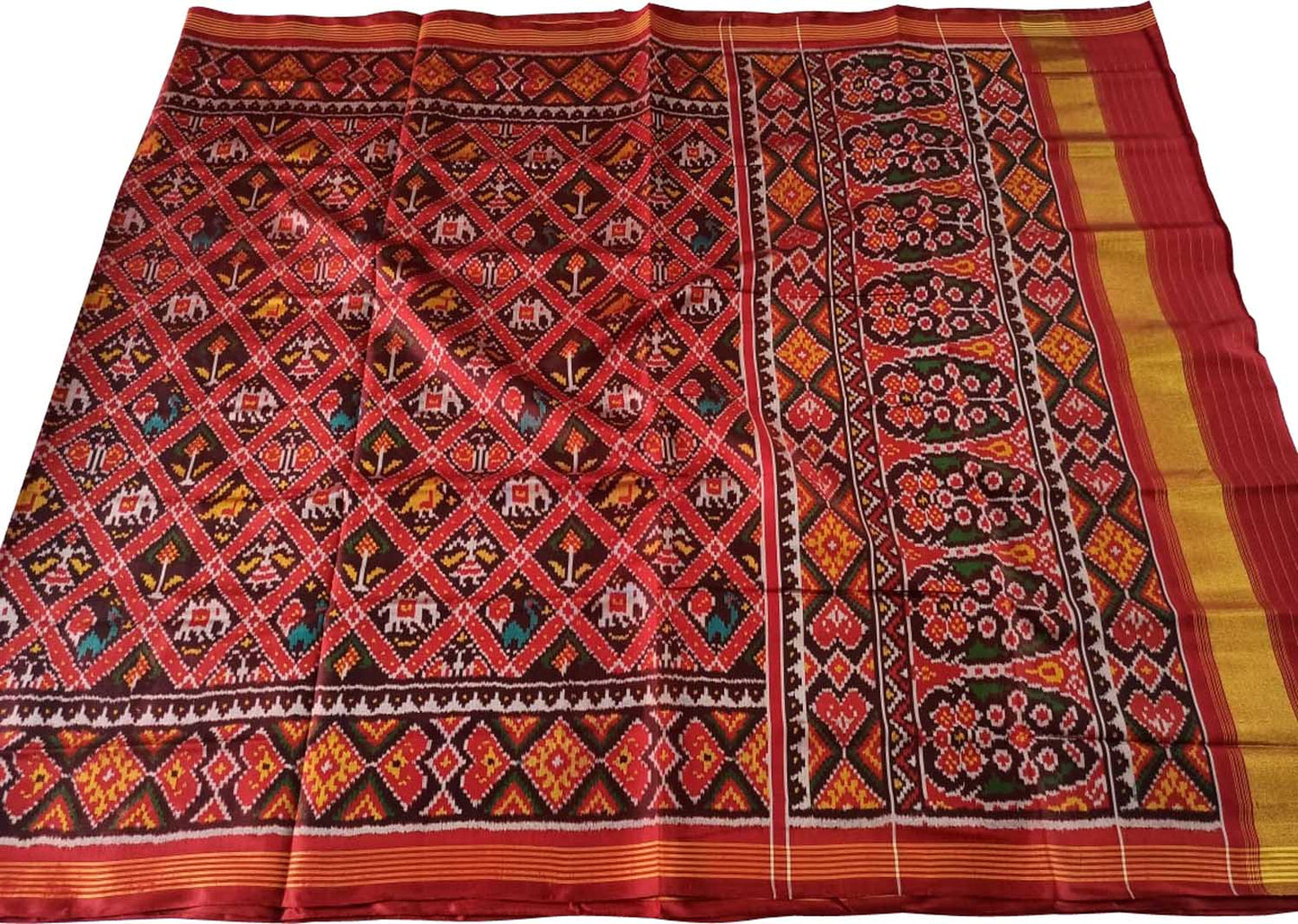 Multicolor Semi Patan Patola Handloom Pure Silk Saree - Luxurion World