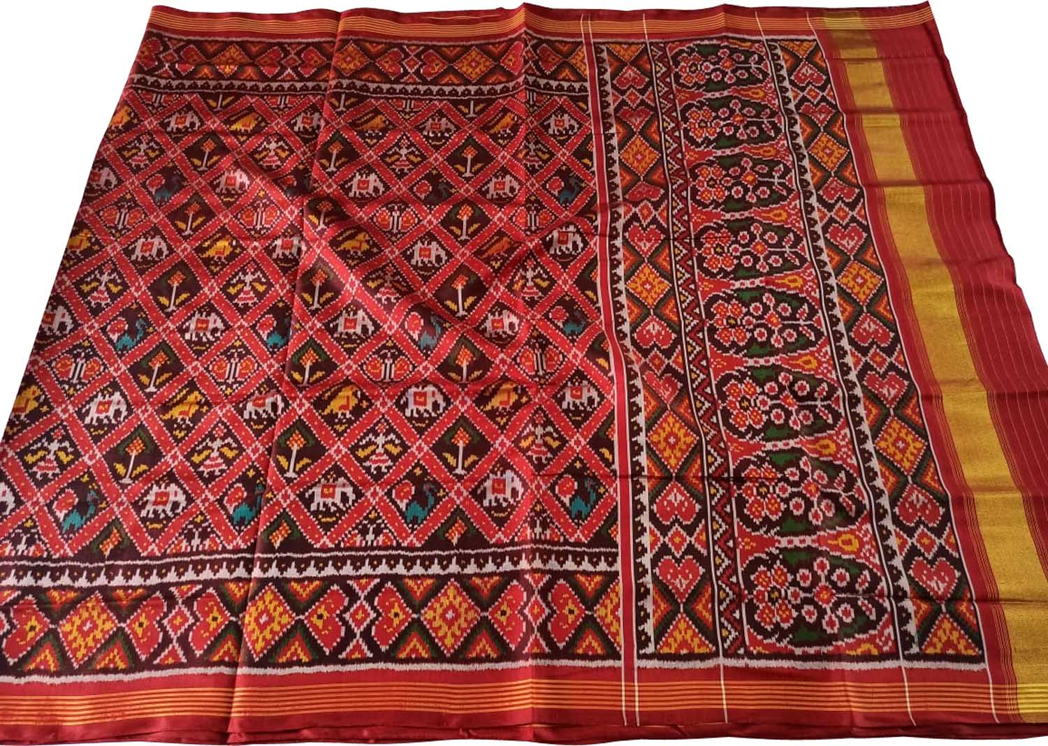 Multicolor Semi Patan Patola Handloom Pure Silk Saree - Luxurion World