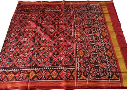 Multicolor Semi Patan Patola Handloom Pure Silk Saree - Luxurion World