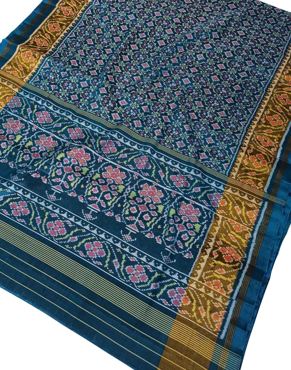 Exquisite Blue Patola Handloom Single Ikat Pure Silk Saree - Luxurion World