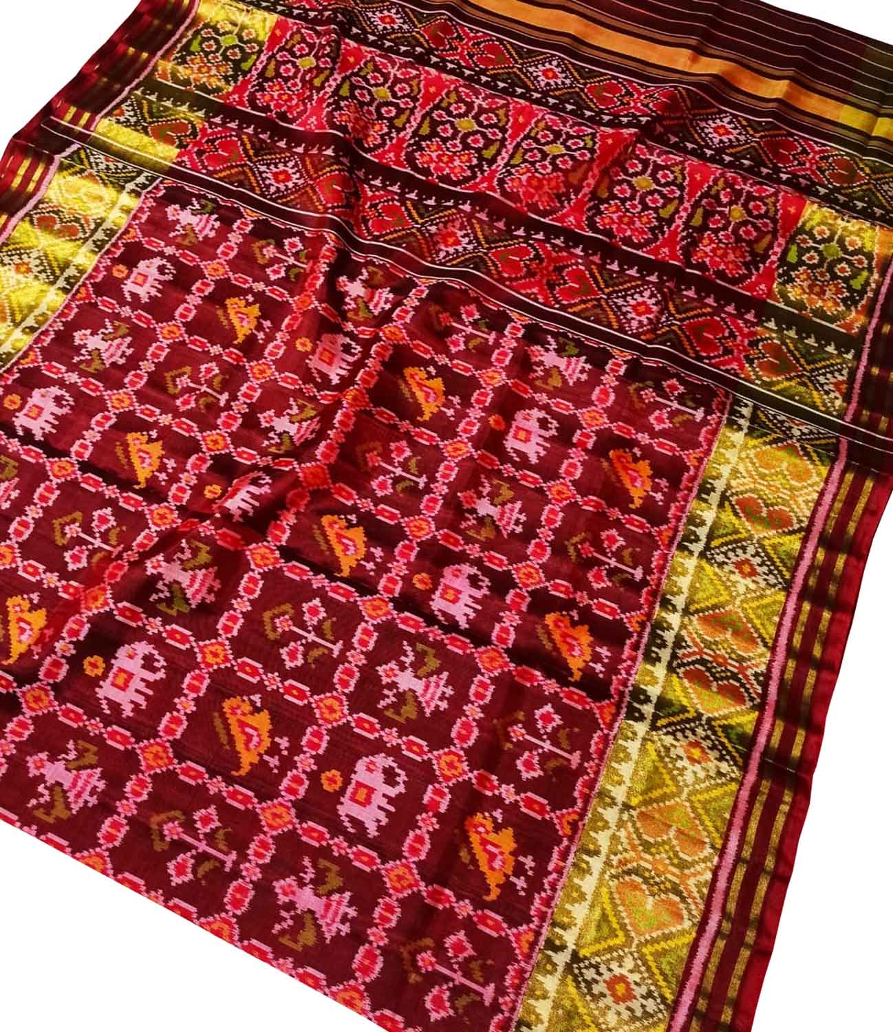 Elegant Maroon Patola Handloom Silk Saree: A Timeless Classic - Luxurion World