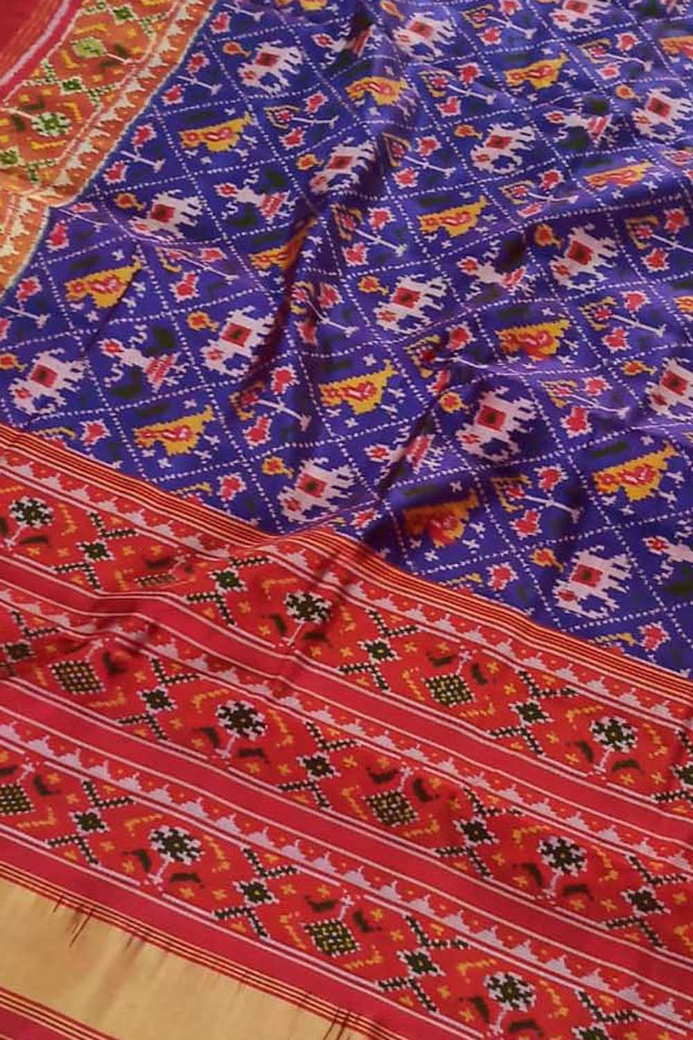 Elegant Purple Patola Handloom Single Ikat Silk Saree - Luxurion World