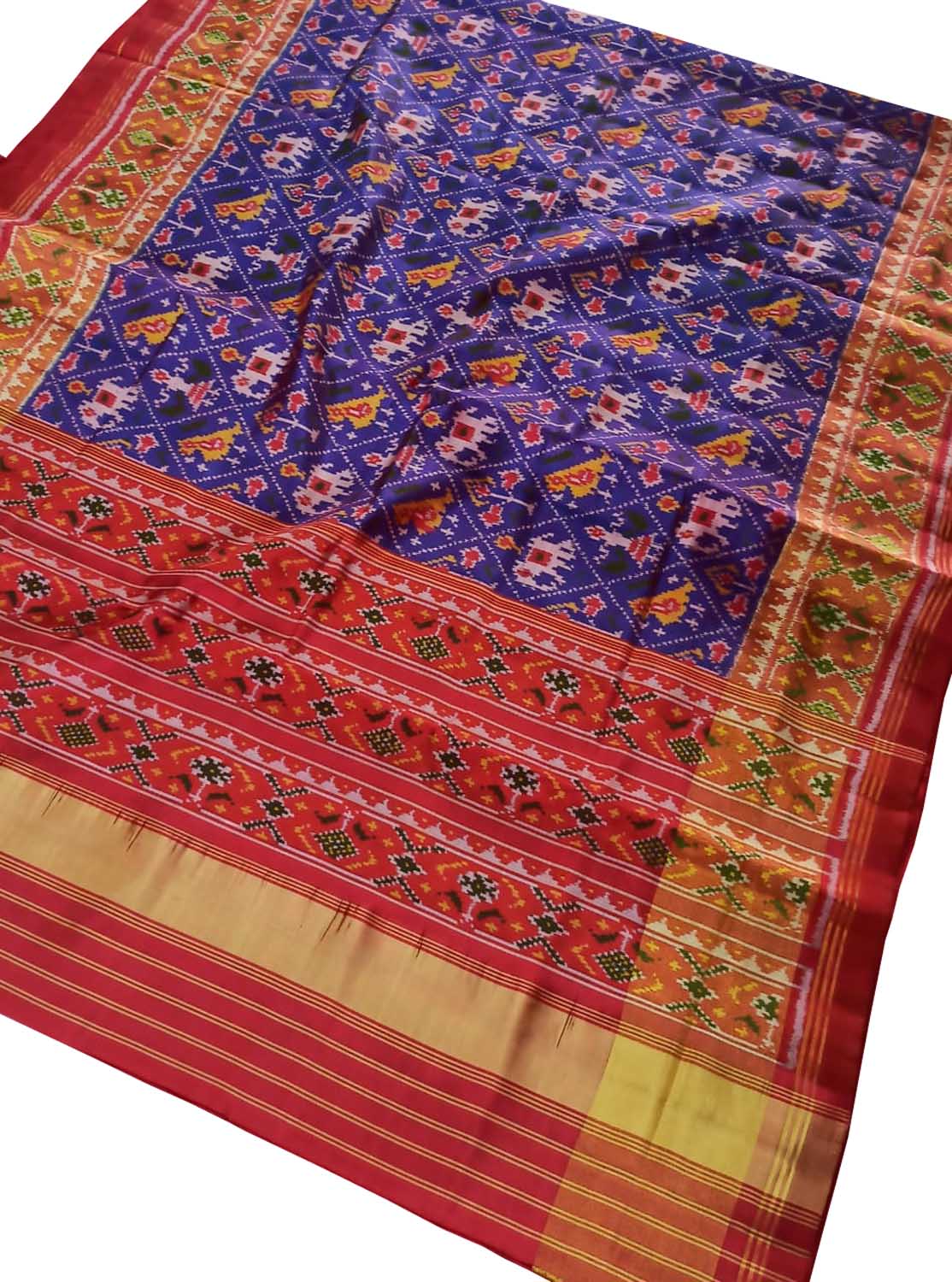 Elegant Purple Patola Handloom Single Ikat Silk Saree - Luxurion World