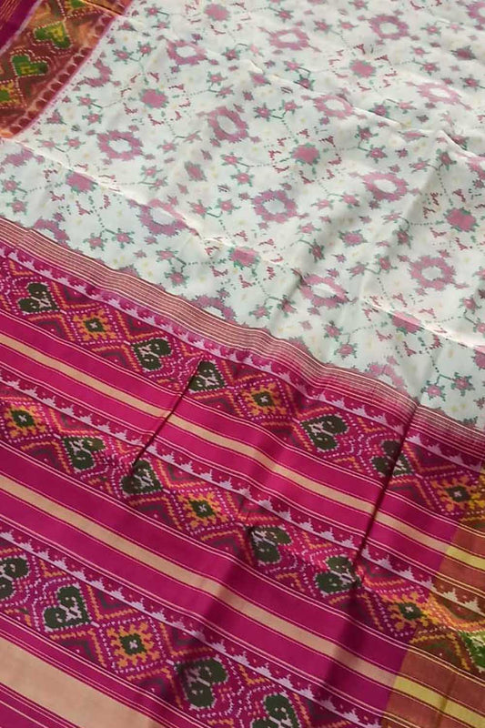 Elegant Off White Handloom Patola Silk Saree: A Timeless Classic - Luxurion World